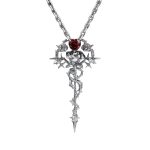 "Kiss My Rose" Snake Design Sterling Silver Necklace - 图片 6