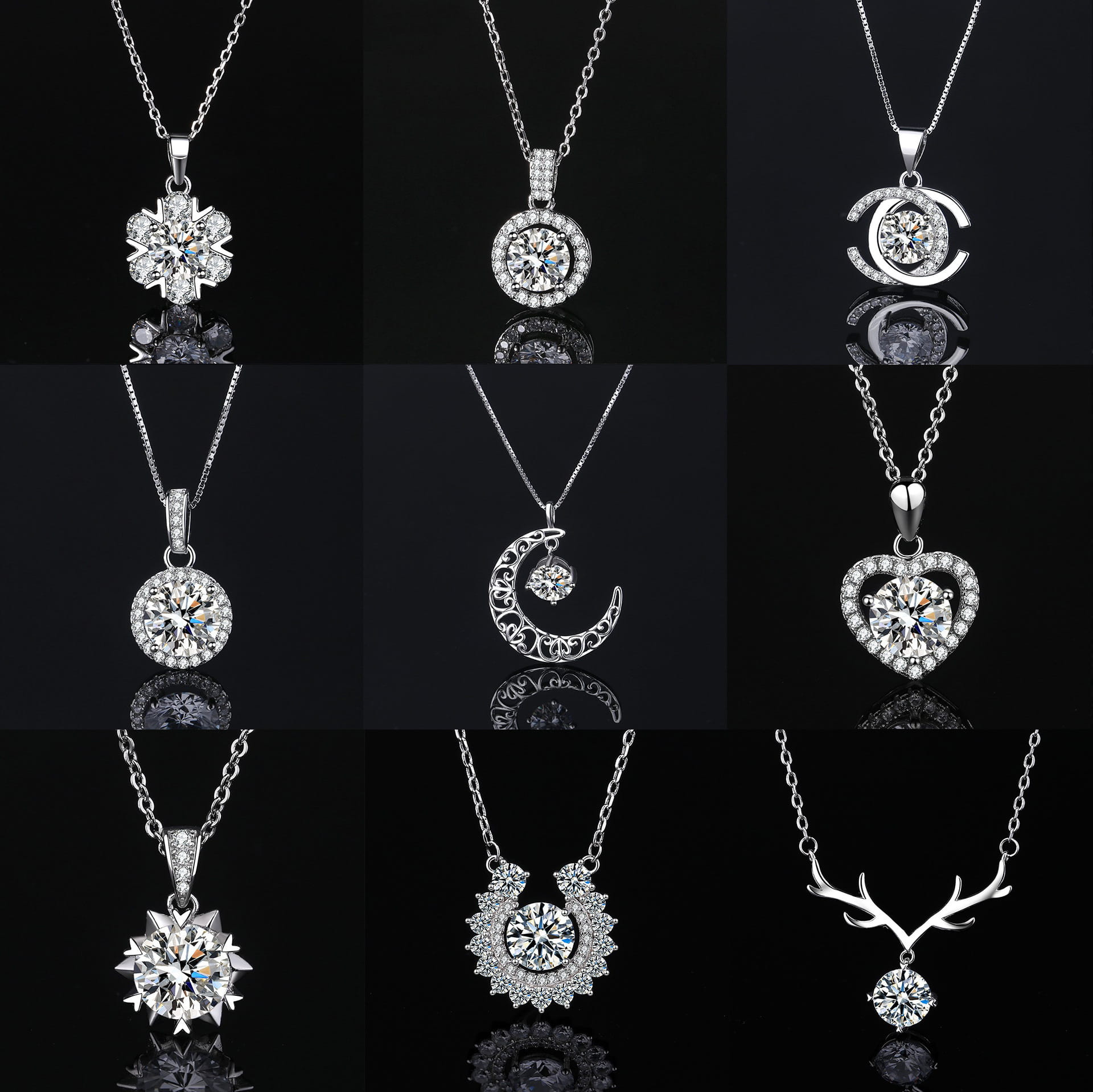 g_4975_0.jpg Halo Pear Cut Sterling Silver Necklace - 图片 1
