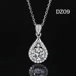 Halo Pear Cut Sterling Silver Necklace - 图片 11