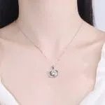 Halo Pear Cut Sterling Silver Necklace - 图片 4