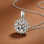 Halo Round Cut Sterling Silver Necklace - 图片 2