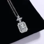 Halo Radiant Cut Sterling Silver Necklace - 图片 2
