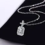 Halo Radiant Cut Sterling Silver Necklace - 图片 3