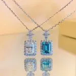 Halo Radiant Cut Sterling Silver Necklace - 图片 4