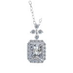 Halo Radiant Cut Sterling Silver Necklace - 图片 5