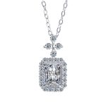 Halo Radiant Cut Sterling Silver Necklace - 图片 6