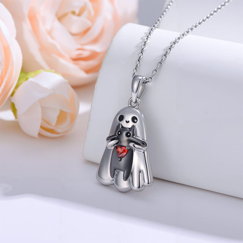 g_4990_0.jpg Hug Me "Avocado Cat" Enamel Sterling Silver Necklace - 图片 1