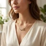 Dreamy Garden Butterfly Loves Flower Phalaenopsis Orchid Sterling Silver Necklace - 图片 2