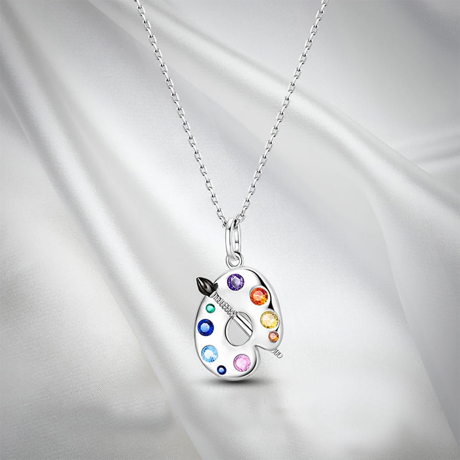 g_5025_0.jpg "Art And Life" Paintbrush&Palette Sterling Silver Necklace - 图片 1