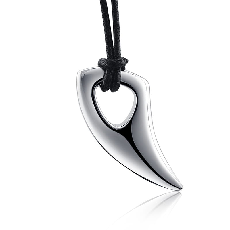 g_5046_0.jpg Shark Tooth Pendant Titanium Steel Men's Necklace (Wax Rope) - 图片 1