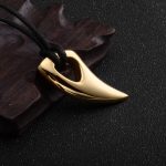 Shark Tooth Pendant Titanium Steel Men's Necklace (Wax Rope) - 图片 2