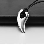 Shark Tooth Pendant Titanium Steel Men's Necklace (Wax Rope) - 图片 4