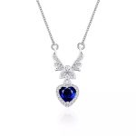 "Forever By My Side" Angel Wing Heart Cut Sterling Silver Necklace - 图片 5