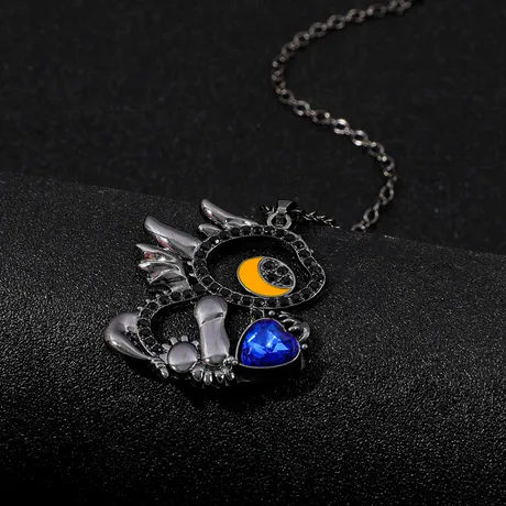 nk10_351_978760968153.jpg Hug Me Hollow Dragon Heart Cut Enamel Sterling Silver Necklace With Birthstones - 图片 1