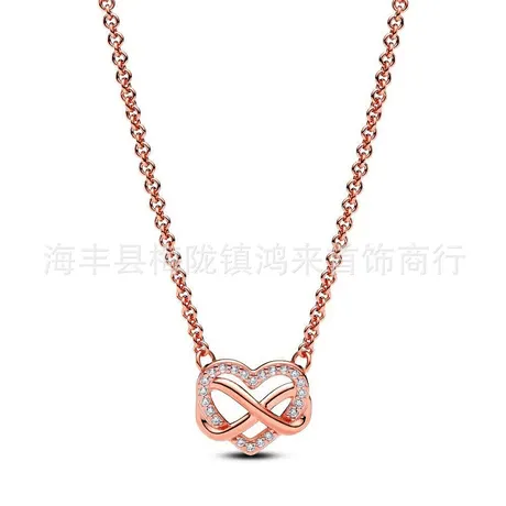 nk10_360_1046007790603.jpg Women Butterfly Infinity Heart Necklace Hollow Out Silver - 图片 1
