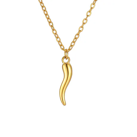 nk10_363_862067263131.jpg "Good Luck" Italian Horn Necklace Sterling Silver - 图片 1
