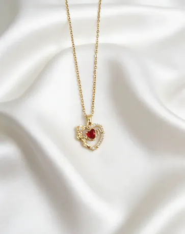 nk10_379_1035618131234.jpg "Warm Embrace" Mother & Baby Heart Cut Sterling Silver Necklace - 图片 1