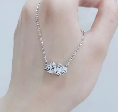 nk10_380_980486825068.jpg Double Heart Sterling Silver Necklace - 图片 1