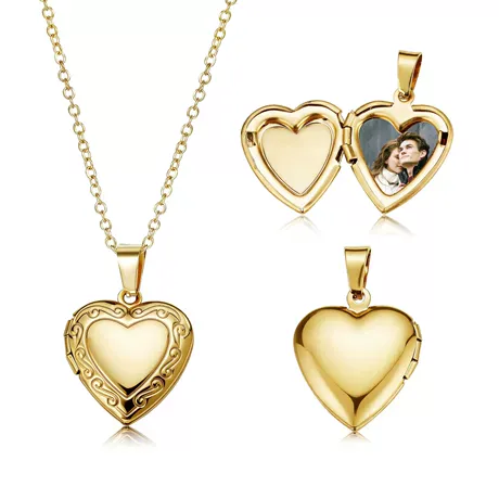 nk10_384_1016092111915.jpg Vintage Heart Personalized Photo Sterling Silver Locket Necklace - 图片 1