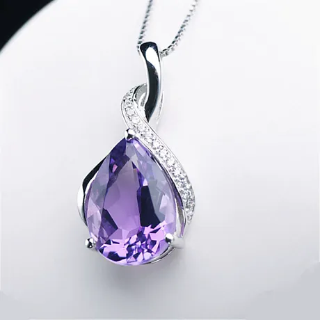 nk10_385_674841151945.jpg "Contrasting Hue" Pear Cut Sterling Silver Necklace - 图片 1