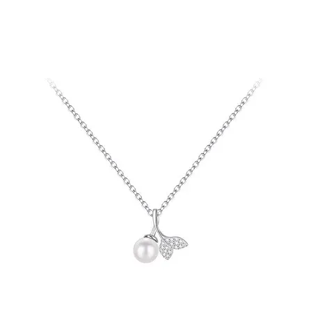 nk10_387_842936208438.jpg "Siren's Secret" Fishtail Design White Pearl Sterling Silver Necklace - 图片 1