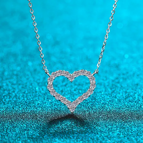 nk11_391_626314065489.jpg Simple Heart-shaped Round Cut Sterling Silver Necklace - 图片 1