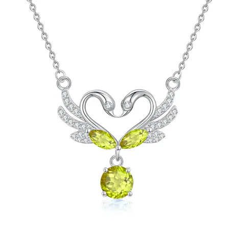 nk11_400_875358431958.jpg "Romantic Whispers" Swan Heart-Shaped Sterling Silver Necklace - 图片 1