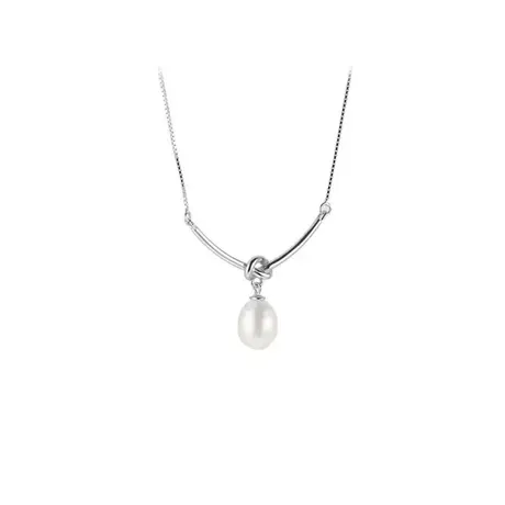 nk11_401_742903523395.jpg Simple Knot Design Pearl Sterling Silver Necklace - 图片 1