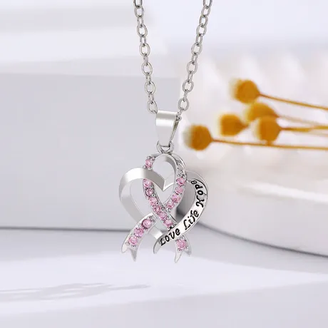 nk11_404_917675835228.jpg "Love & Support" Interlock Ribbons Sterling Silver Necklace - 图片 1
