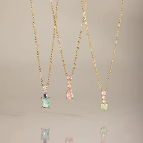 nk11_410_1054482277785.jpg "Enchanting Grace" Heart Cut Synthetic Morganite Sterling Silver Necklace - 图片 1