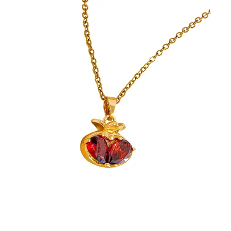 nk8_302_1006079928563.jpg Simple Custom Pear Birthstone Initial Necklace With Leaf - 图片 1