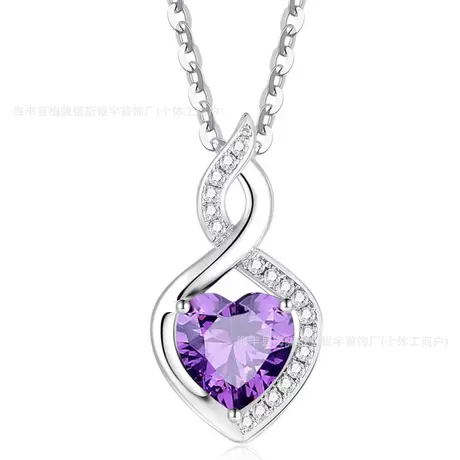 nk8_305_984865062276.jpg Personalized Halo Heart Necklace With Twist Design - 图片 1