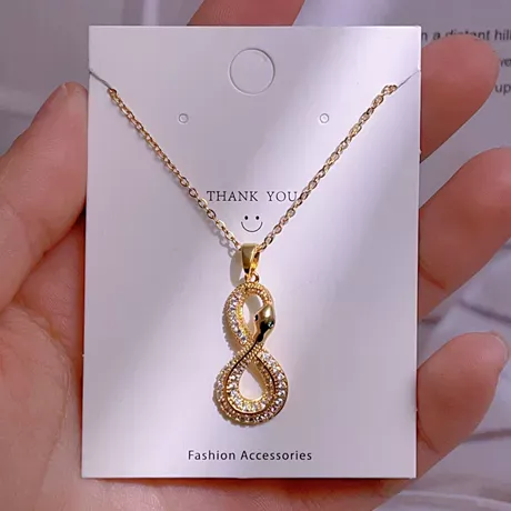 nk9_314_871098991268.jpg Simple Ribbon Infinity Necklace Two Tone Sterling Silver - 图片 1