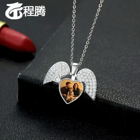 nk9_318_1054053078298.jpg Personalized Heart Photo Locket Necklace With Birthstone Sterling Silver - 图片 1