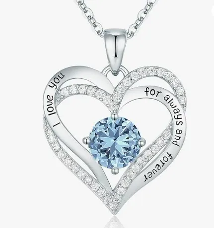 nk9_324_954030541715.jpg "Eternal Love" Double Heart Custom Necklace With Birthstone - 图片 1