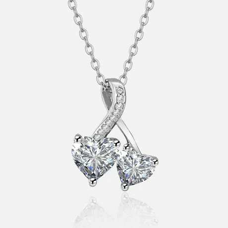 nk9_327_1075344448467.jpg "Entwined Hearts" Custom Heart Necklace Two Stone Twist - 图片 1