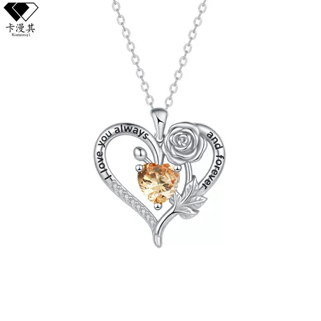 nk9_343_1050802991410.jpg Classic Pink Pear Cut Black Heart Necklace Sterling Silver - 图片 1