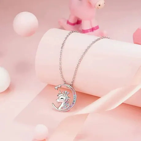 nk9_344_1025237042460.jpg Personalized Unicorn Moon Necklace With Birthstone Sterling Silver - 图片 1